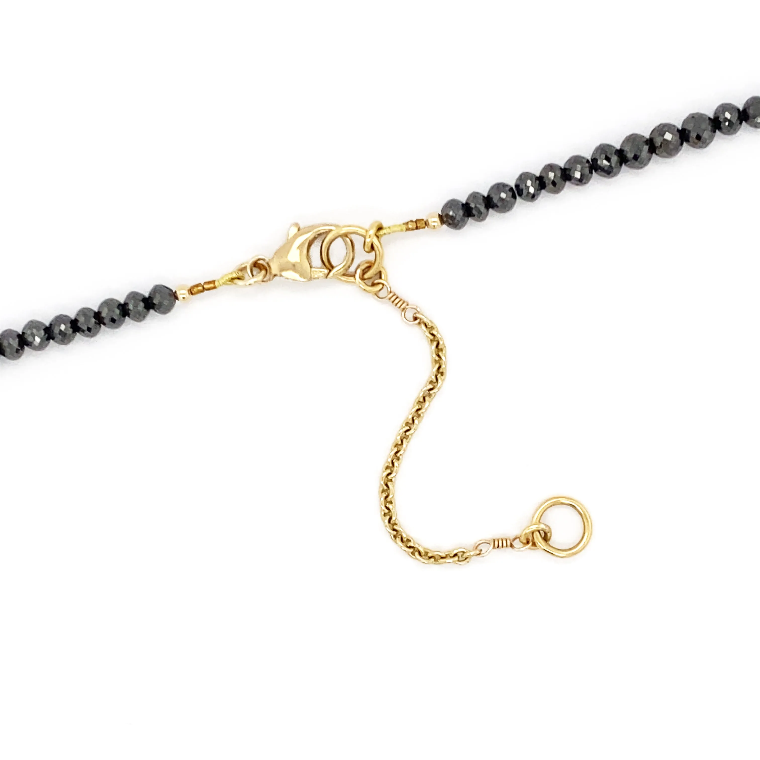 14k Black Diamond Asymmetrical Adjustable Necklace