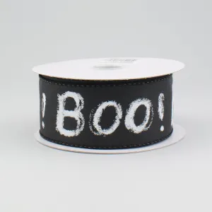 1.5" Black Boo Chalk Lettering Ribbon (10 Yards)