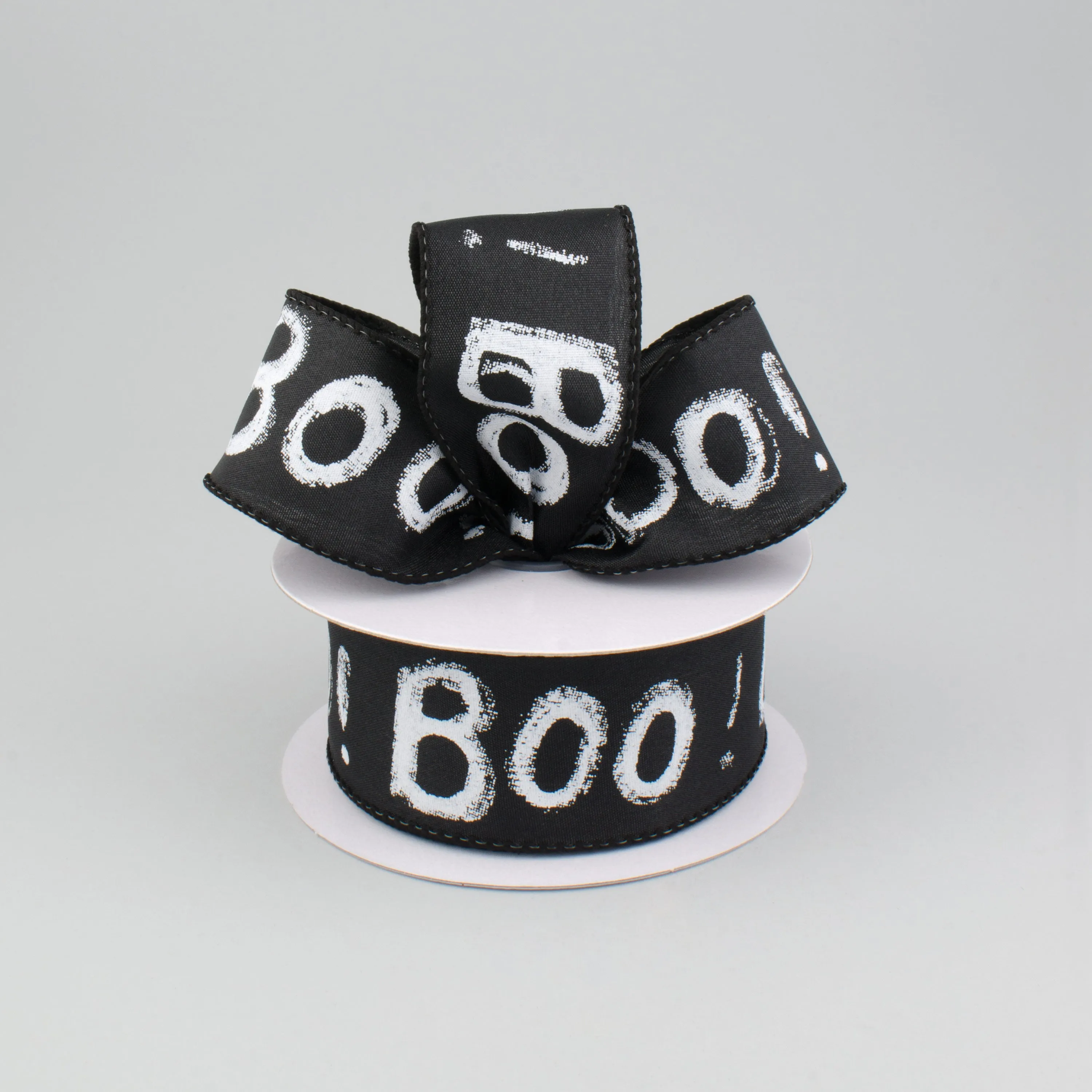 1.5" Black Boo Chalk Lettering Ribbon (10 Yards)