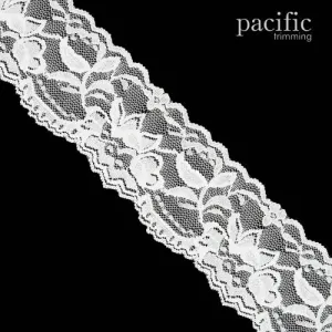 2 Inch White Flower Patterned Lace Elastic