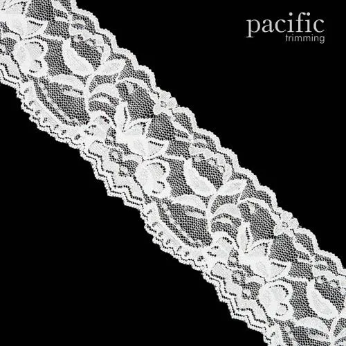 2 Inch White Flower Patterned Lace Elastic