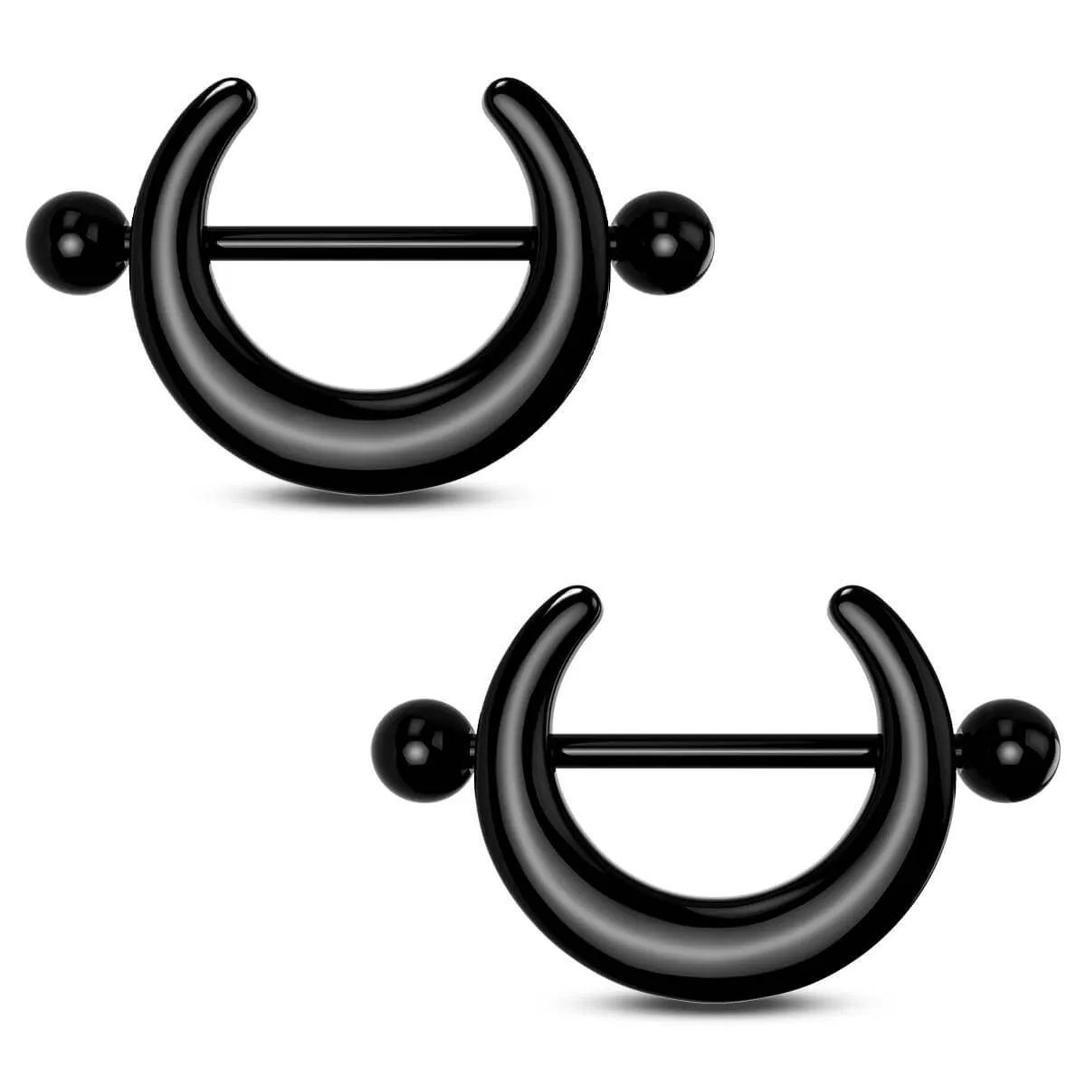 2PCS 14G Black Stainless Steel Nipple Barbell