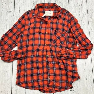 Abercrombie orange plaid button up - Hers L