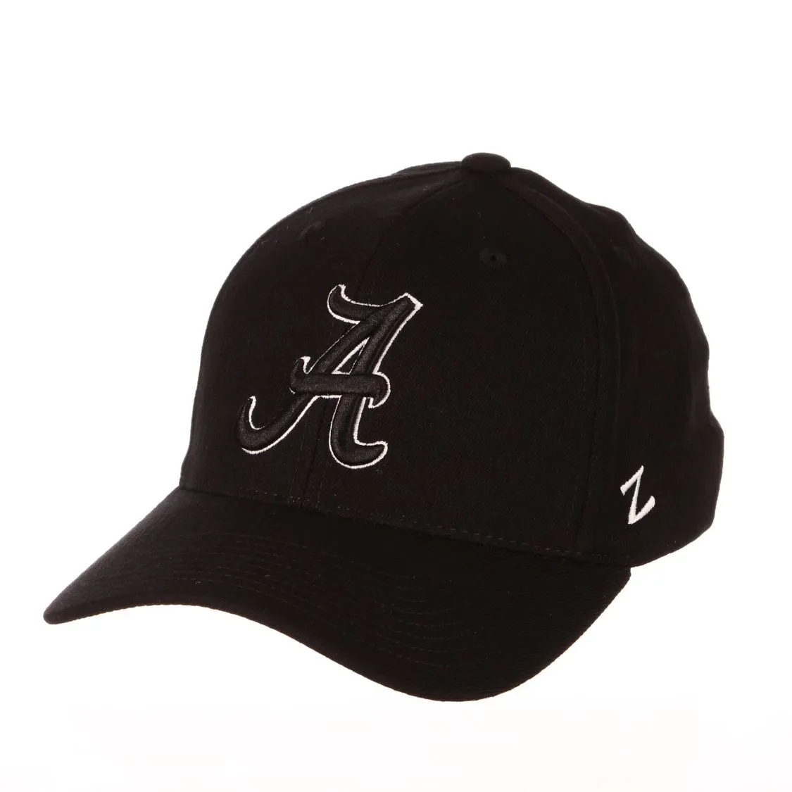 Alabama Crimson Tide Zephyr "ZH Black" Structured Stretch Fit Fitted Hat Cap