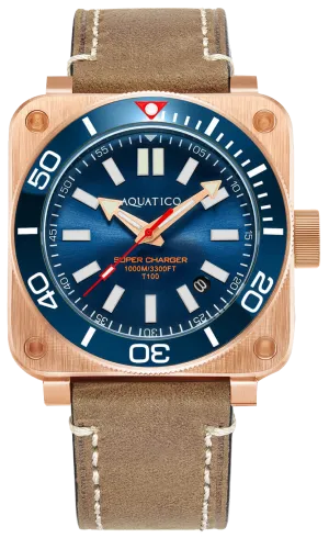 Aquatico Super Charger Bronze Blue Ceramic Bezel