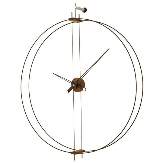 BARCELONA Clock 39" diameter in walnut wood with black lacquered rings