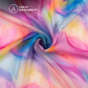 Beautiful Tie Dye Digital Print Premium Pure Organza Fabric