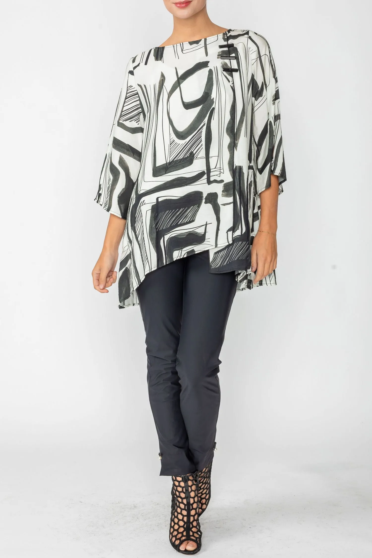 Black Asymmetrical Layered Tunic Top