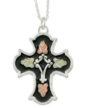 Black Hills Gold Sterling Silver Antiqued Cross Pendant