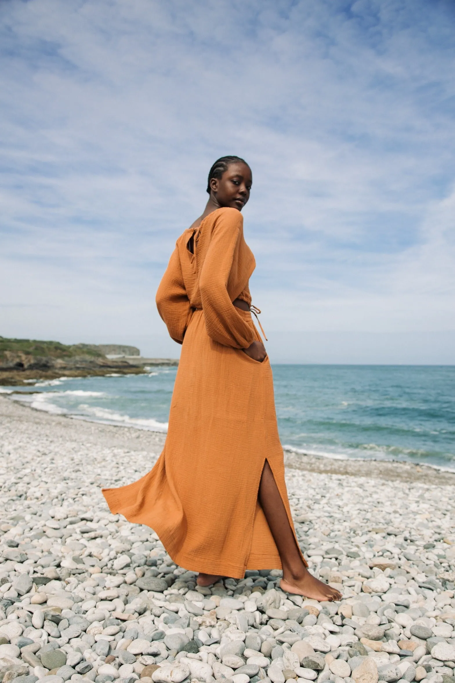 Cordelia Organic Cotton Top in Pecan by HANNAH BEAUMONT