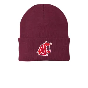 Crimson WSU Embroidered Knit Fold Beanie