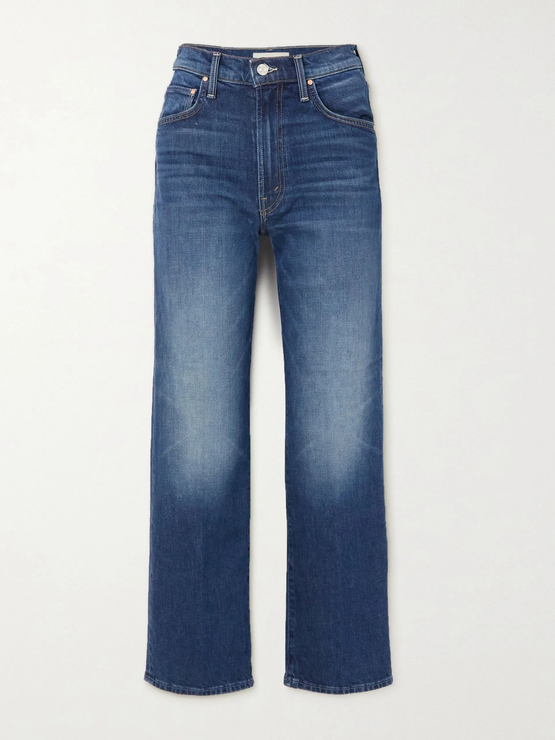 Dark high-rise straight-leg jeans