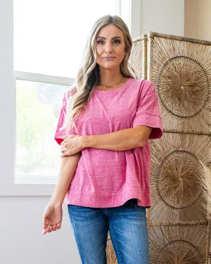 Debbie Slub Knit Drop Shoulder Top - Hot Pink