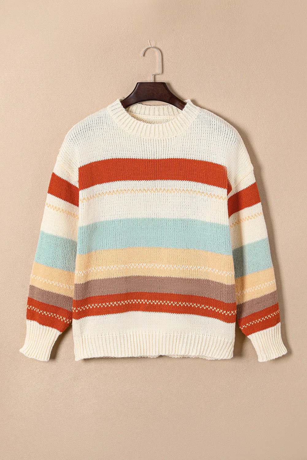 Drop-shoulder Color Block Sweater