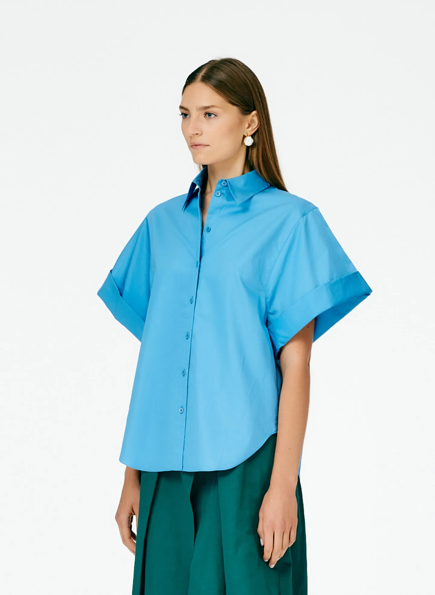 Eco Poplin Rolled Sleeve Shirt