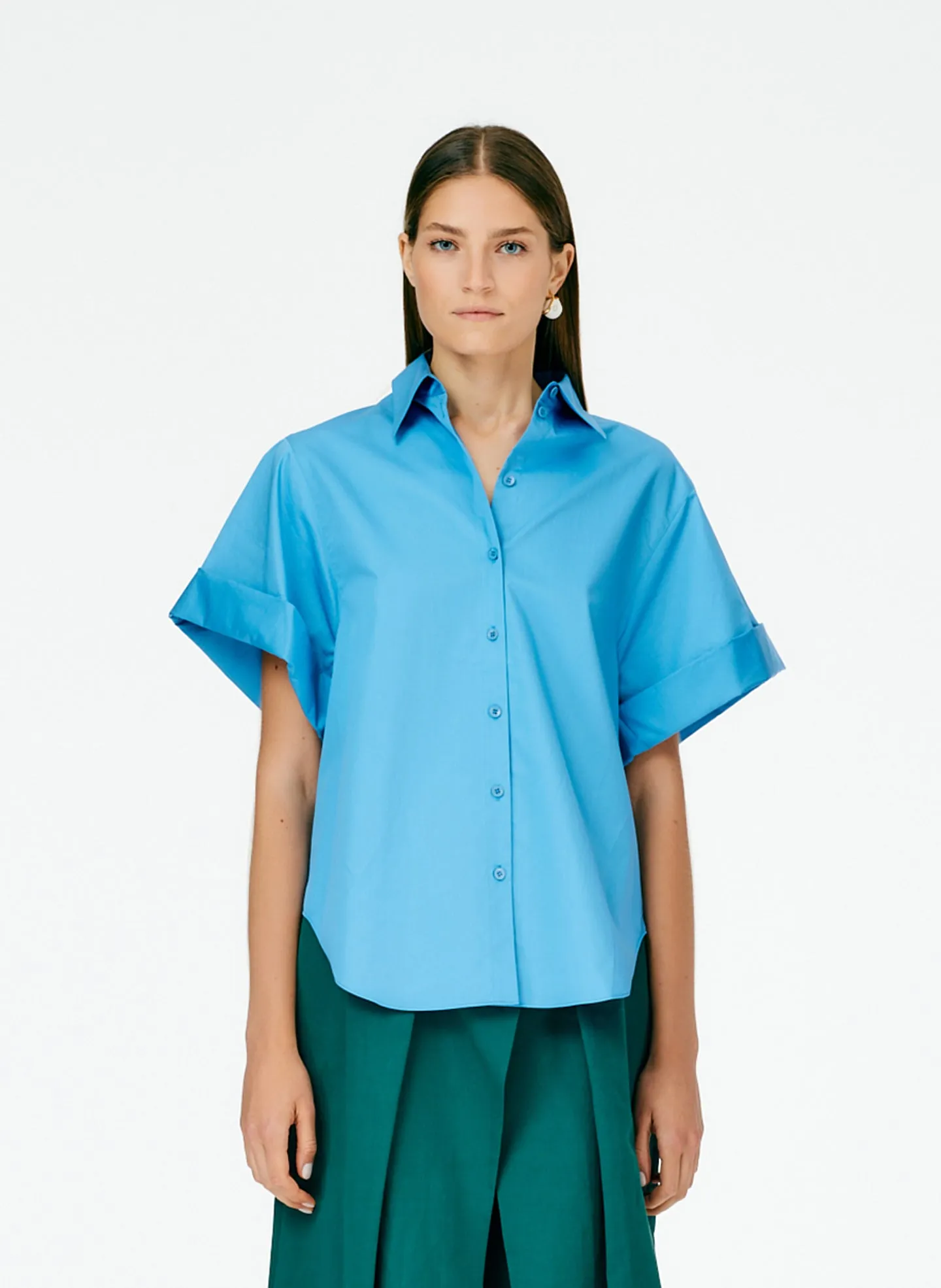 Eco Poplin Rolled Sleeve Shirt