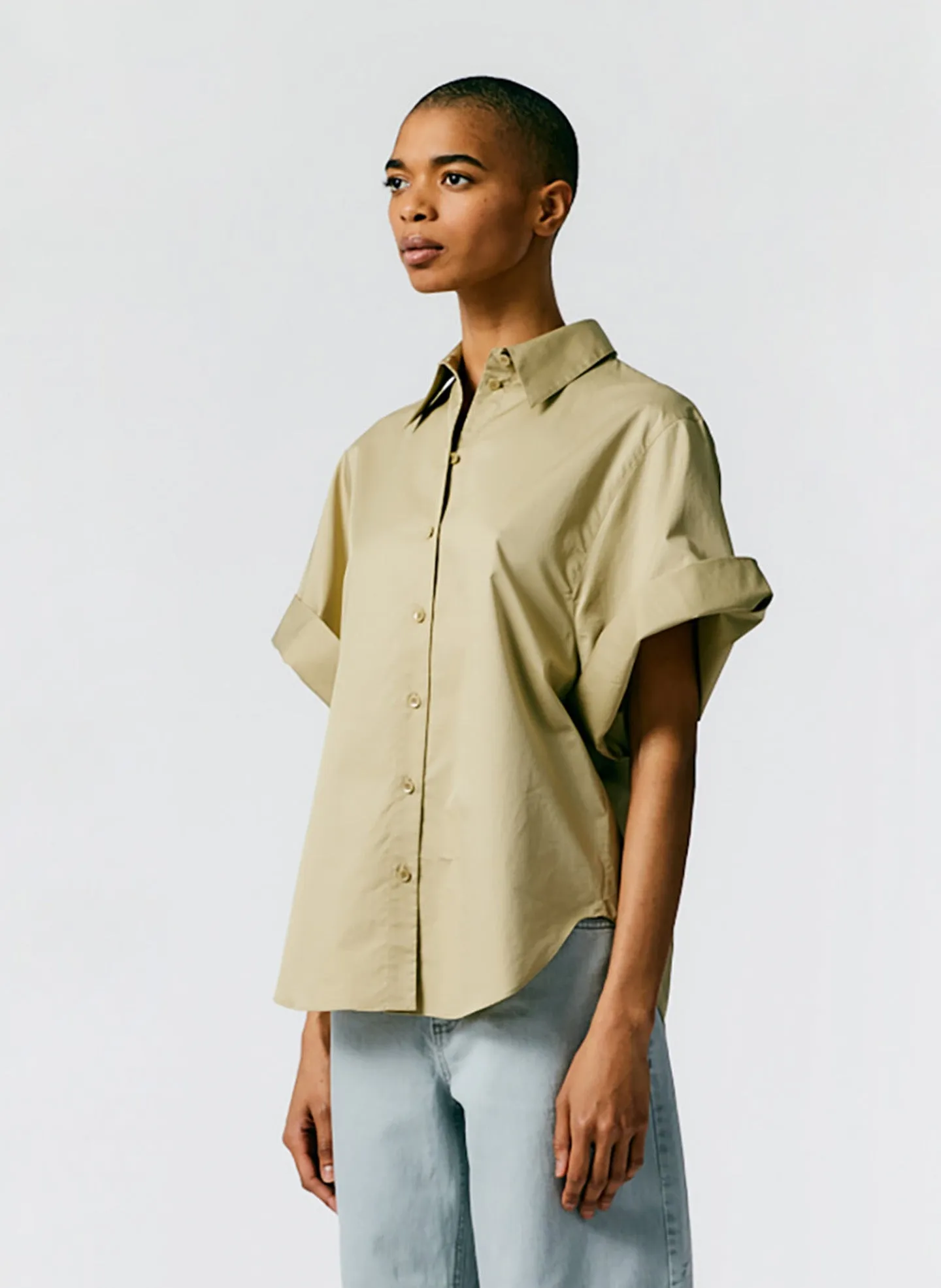 Eco Poplin Rolled Sleeve Shirt