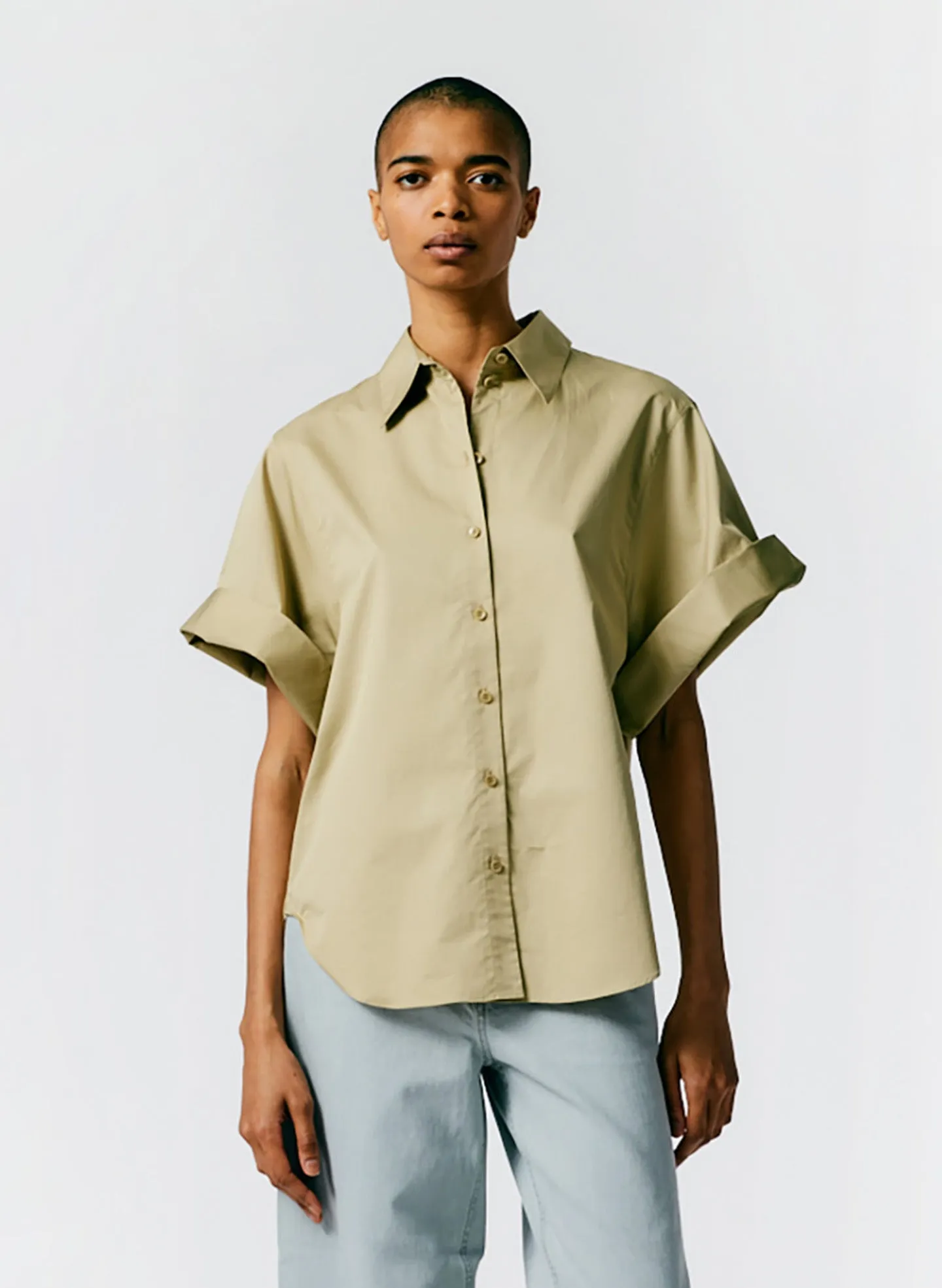 Eco Poplin Rolled Sleeve Shirt