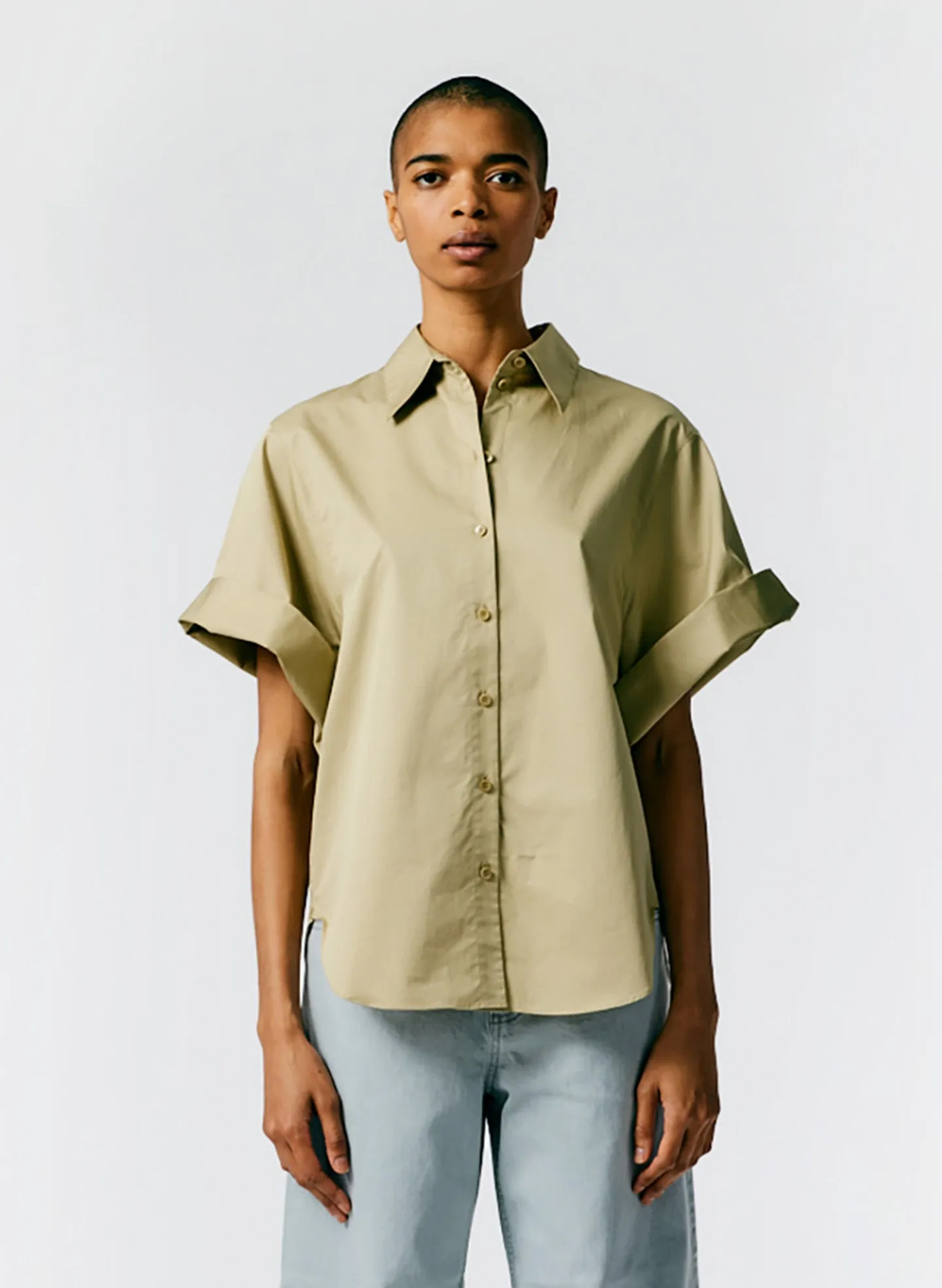 Eco Poplin Rolled Sleeve Shirt