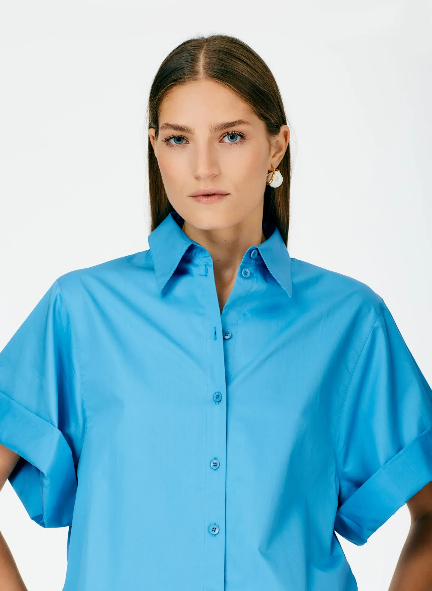 Eco Poplin Rolled Sleeve Shirt