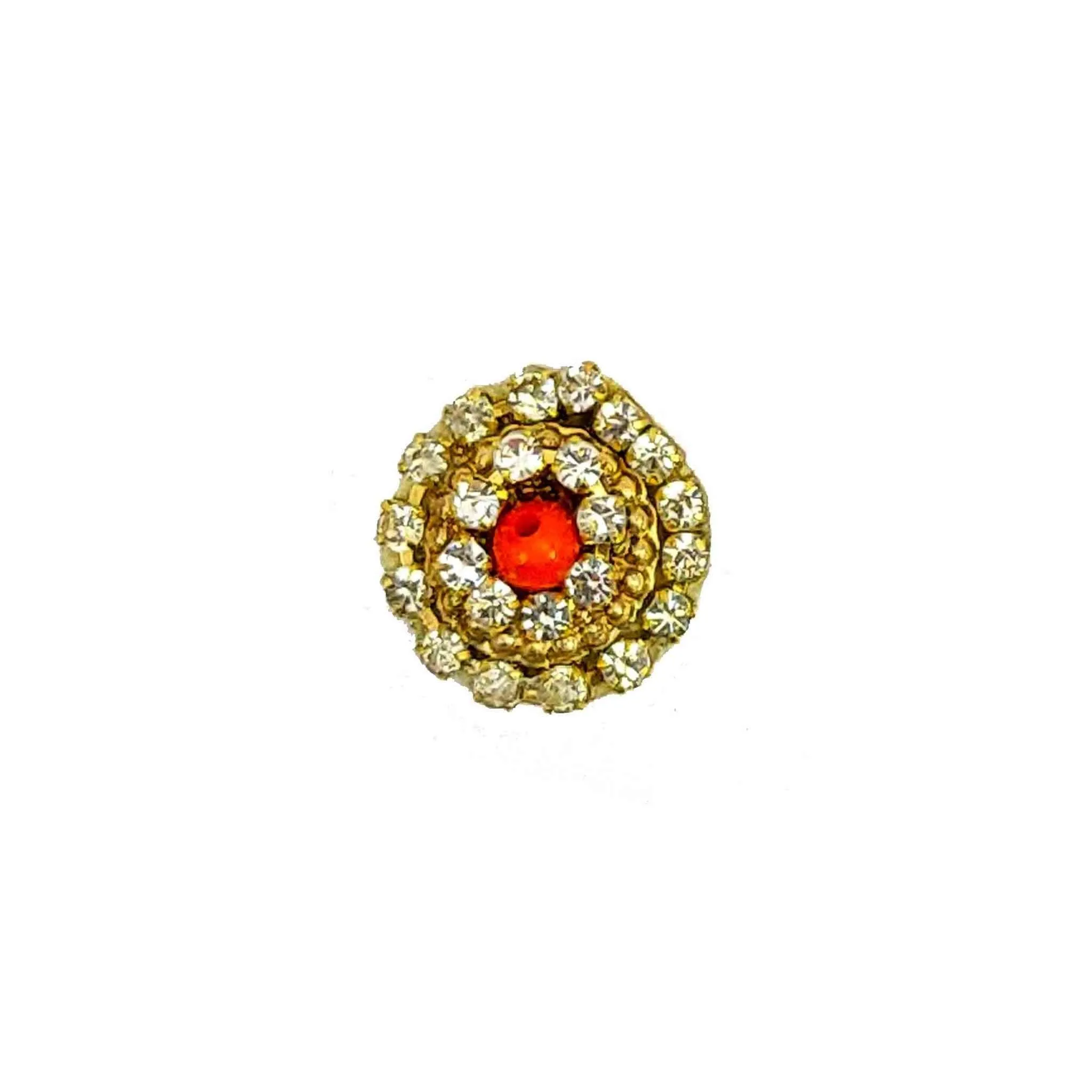 Elegant Gold Applique with Sparkling Crystals and Central Colored Gem - 11220