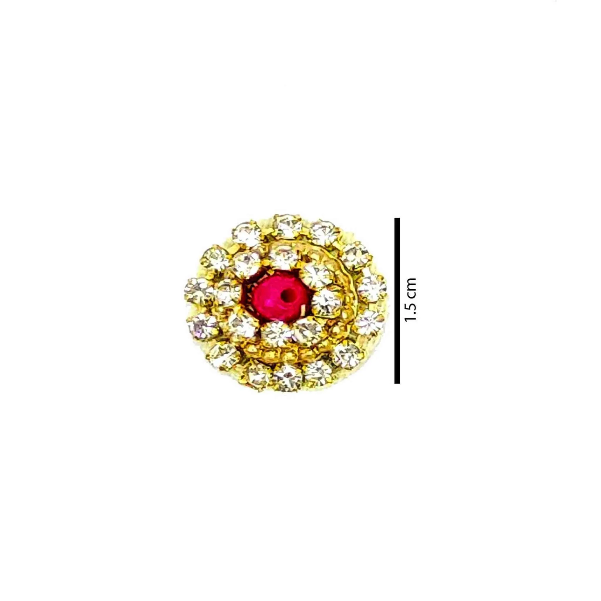 Elegant Gold Applique with Sparkling Crystals and Central Colored Gem - 11220