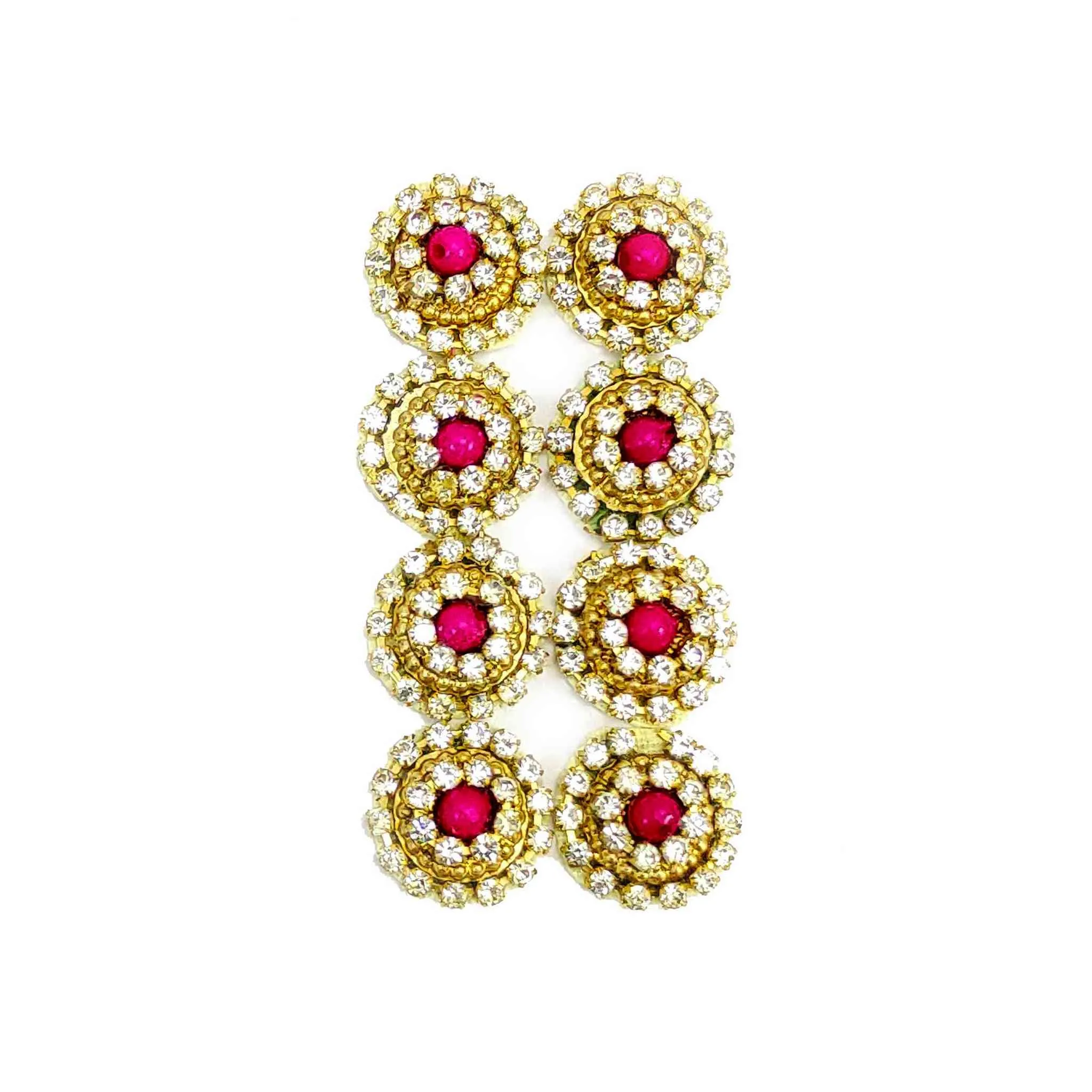 Elegant Gold Applique with Sparkling Crystals and Central Colored Gem - 11220