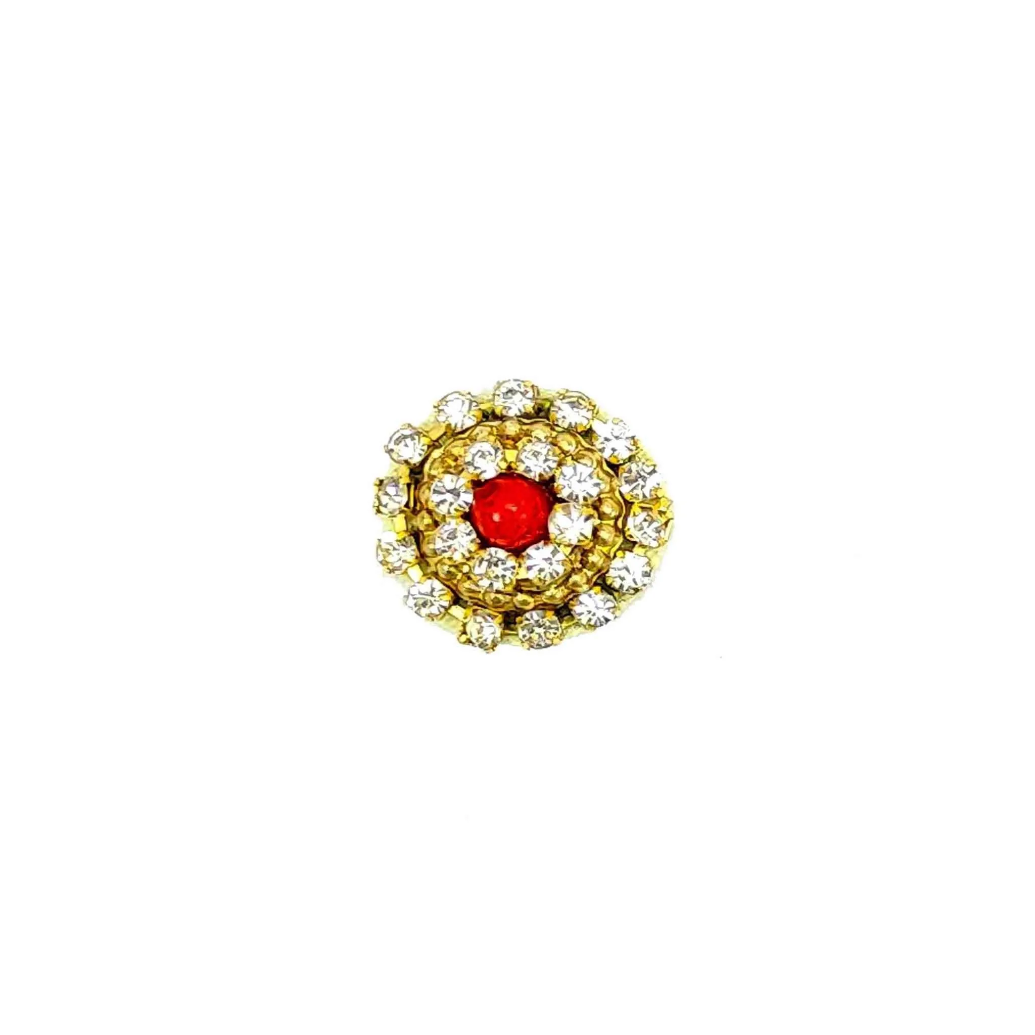 Elegant Gold Applique with Sparkling Crystals and Central Colored Gem - 11220