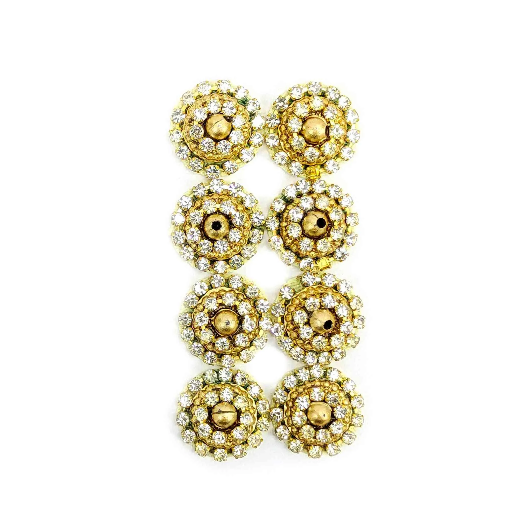 Elegant Gold Applique with Sparkling Crystals and Central Colored Gem - 11220