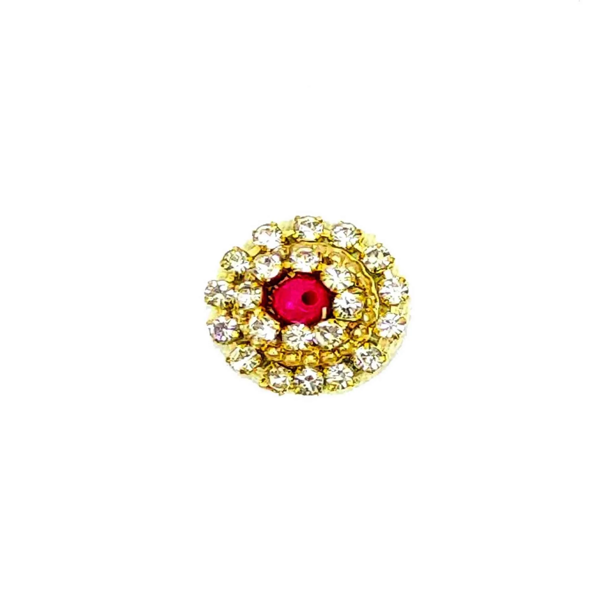 Elegant Gold Applique with Sparkling Crystals and Central Colored Gem - 11220