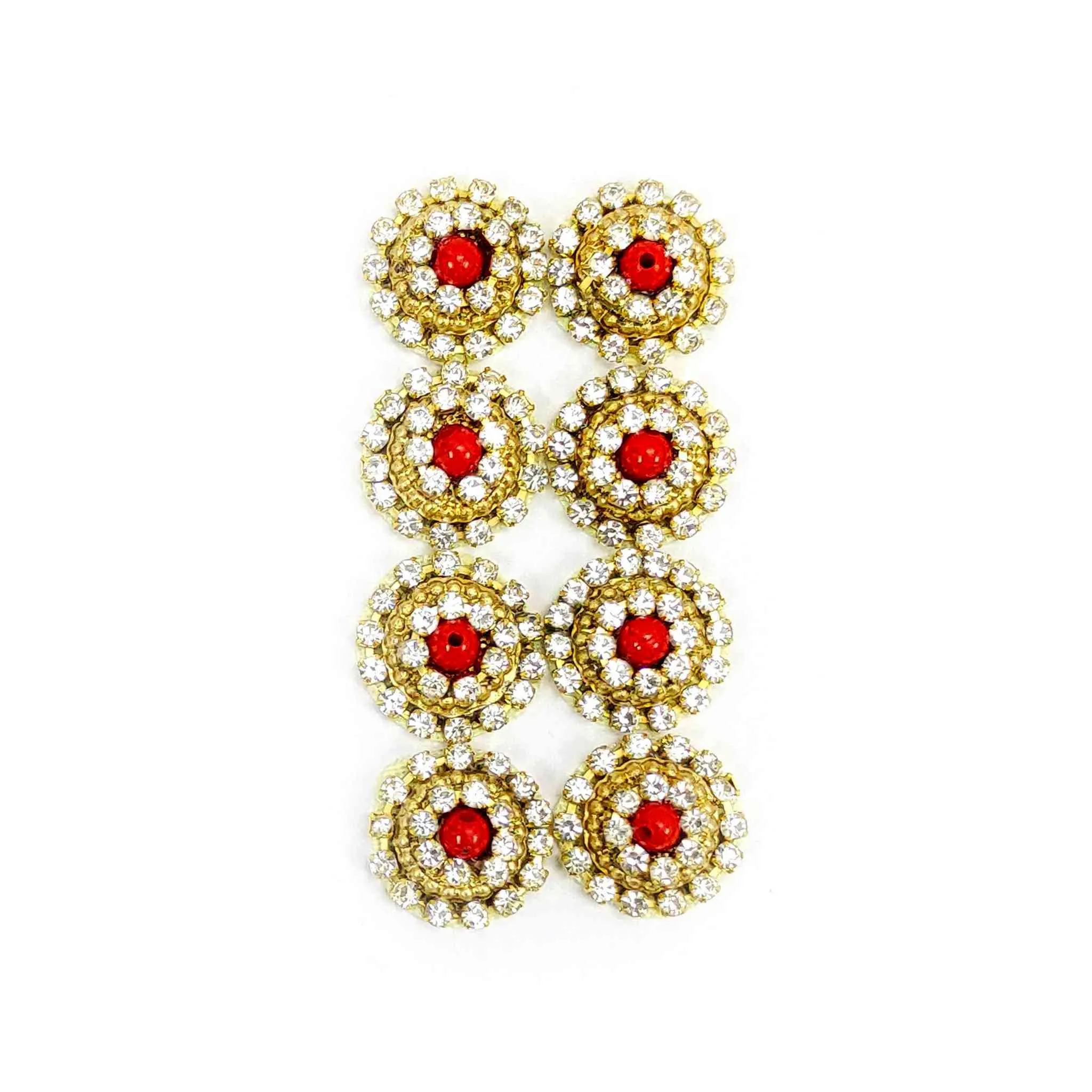 Elegant Gold Applique with Sparkling Crystals and Central Colored Gem - 11220