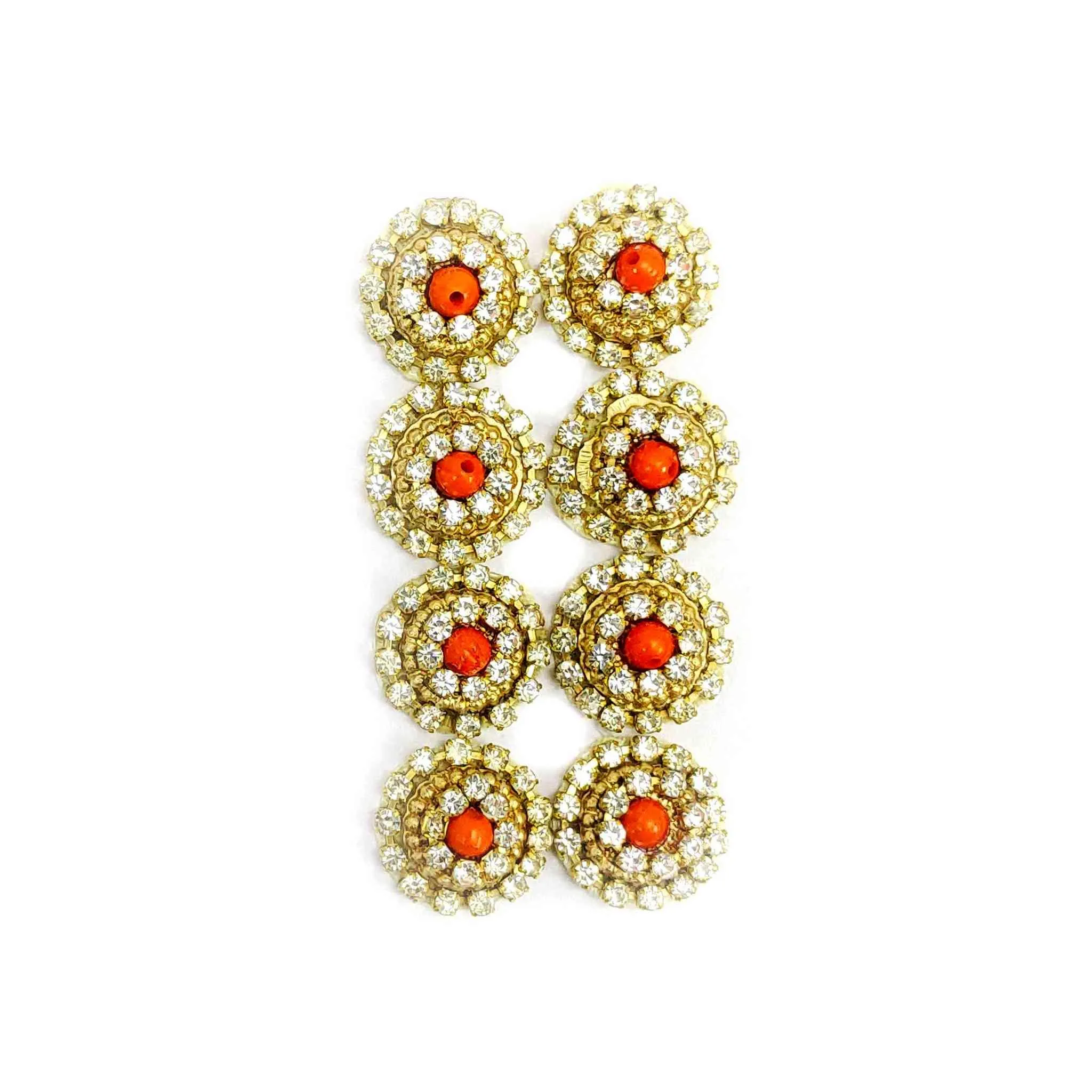 Elegant Gold Applique with Sparkling Crystals and Central Colored Gem - 11220