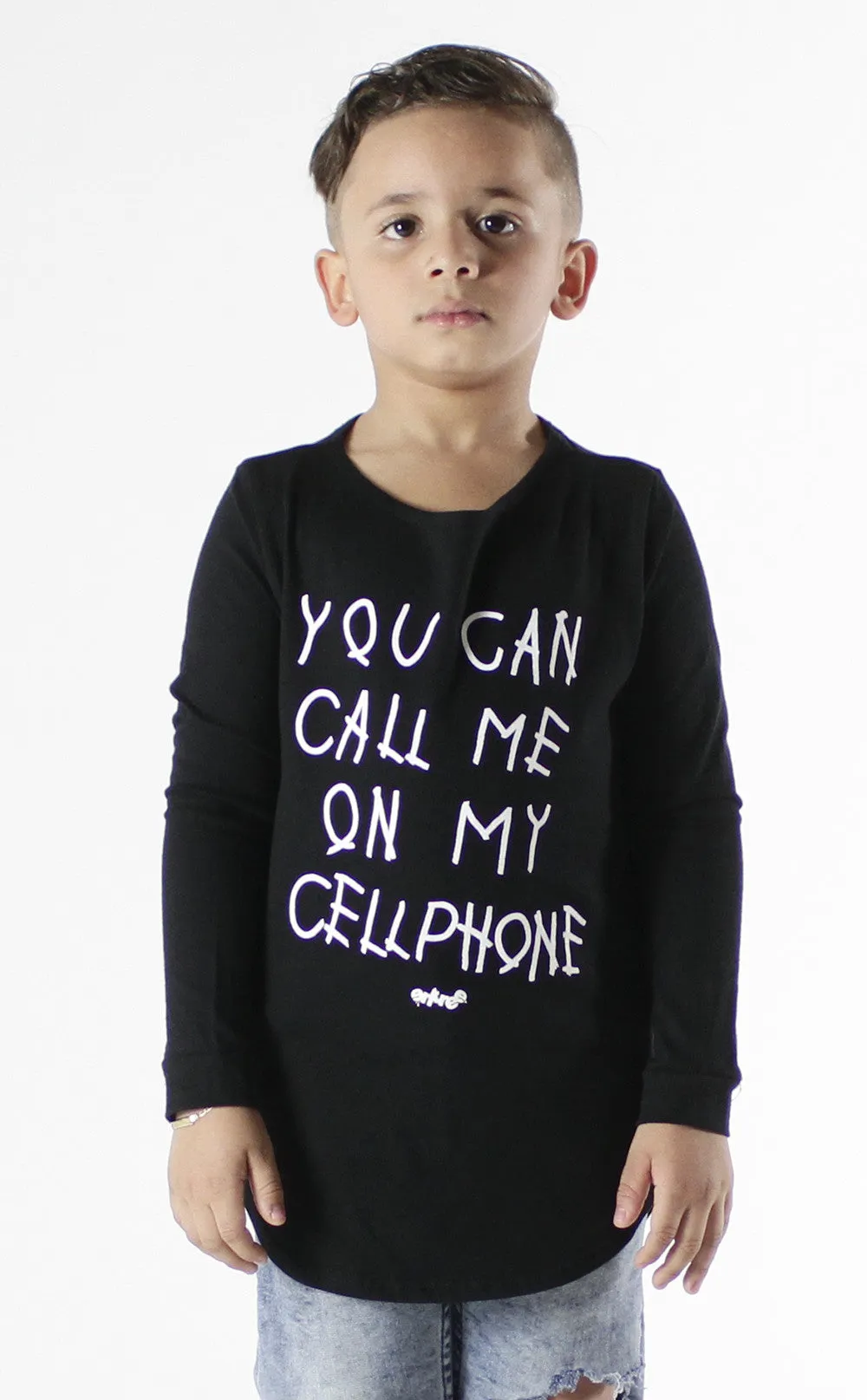 Entree Kids Hotline Bling Black Curved Hem Long Sleeve