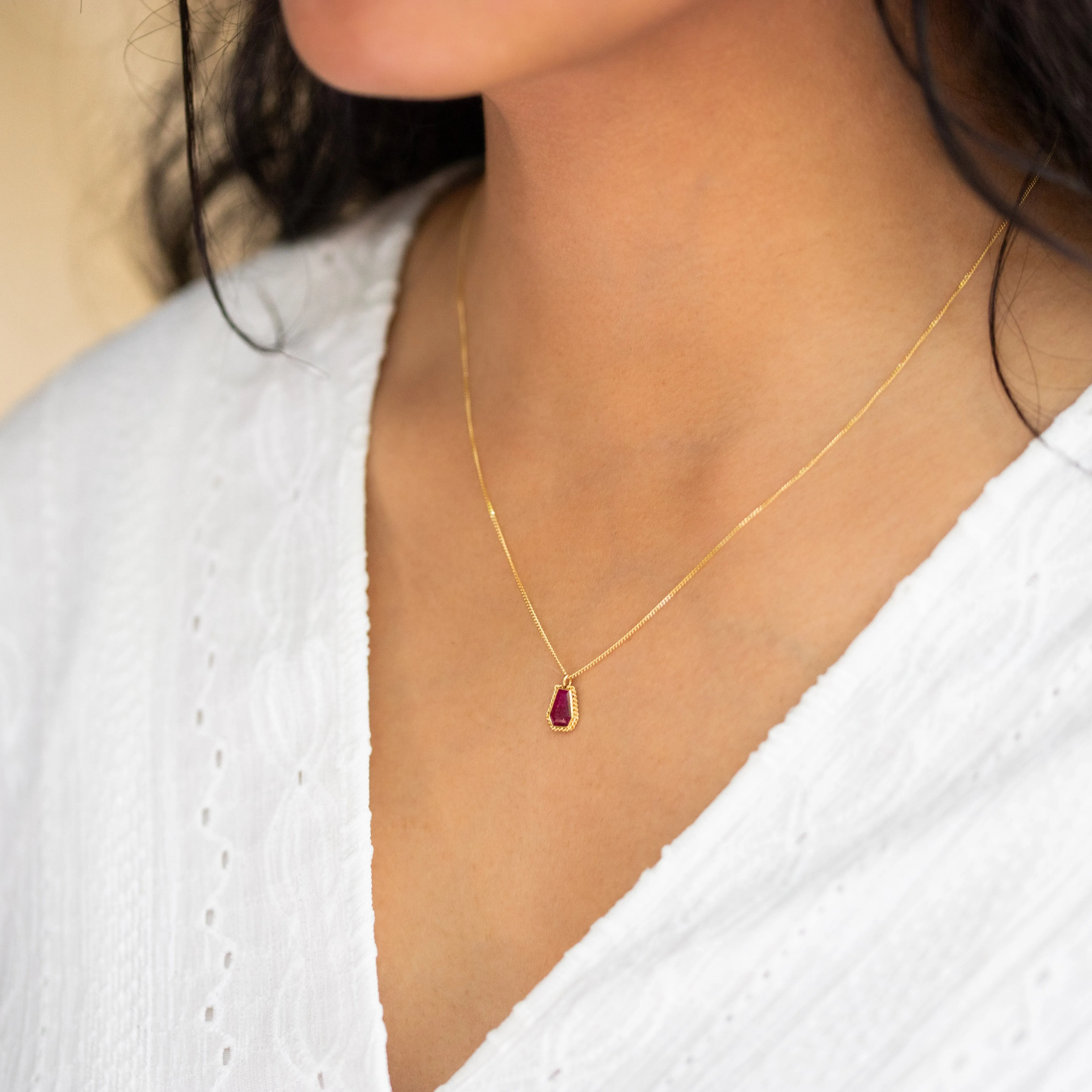 Geometric Petite Ruby Necklace