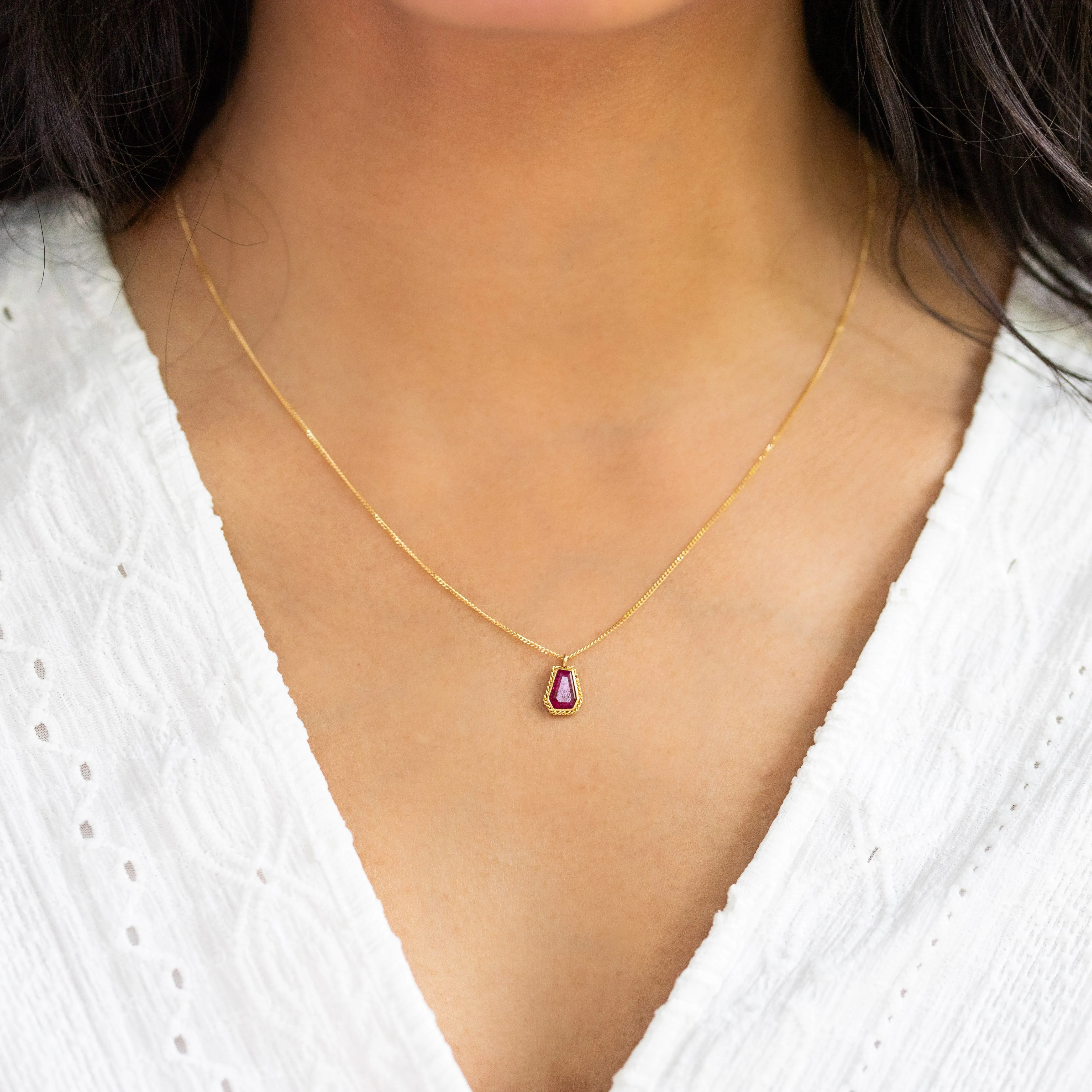 Geometric Petite Ruby Necklace