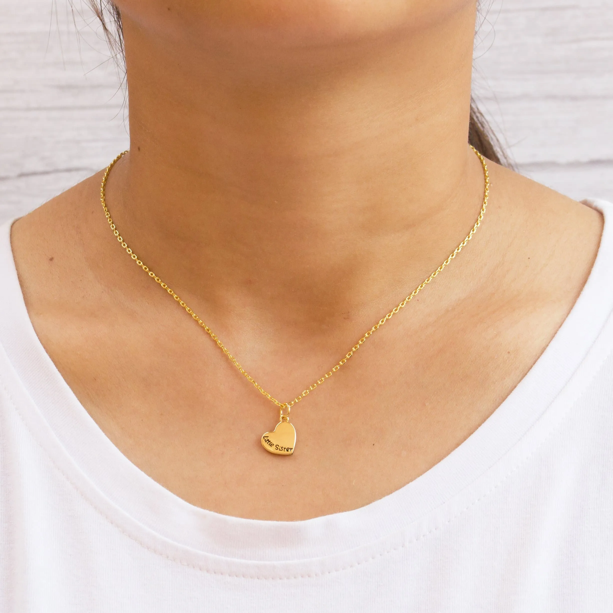 Gold Plated Big Sister and Little Sister Necklace Set