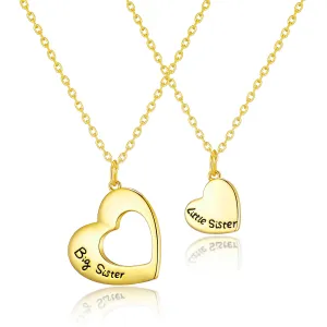 Gold Plated Big Sister and Little Sister Necklace Set