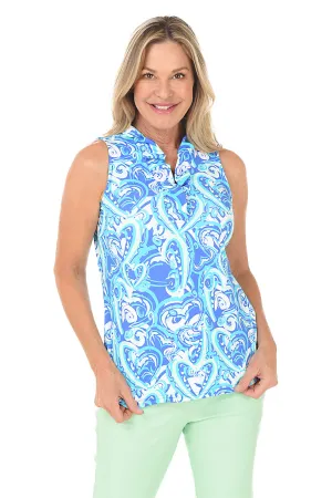 Heart Explosion UPF50  Ruffle Sleeveless Top