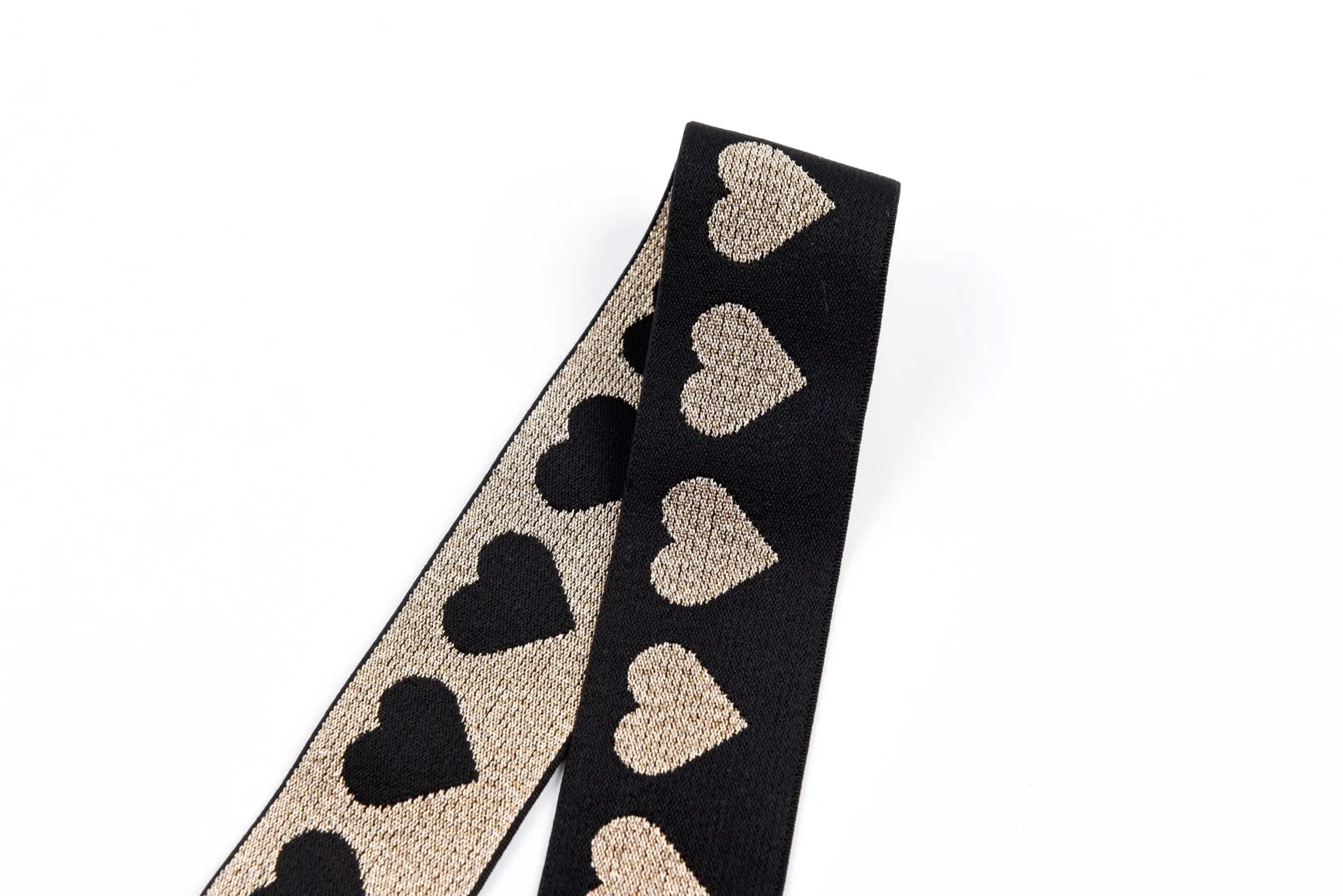 Heart Pattern Elastic Lurex Strap Band - 40mm