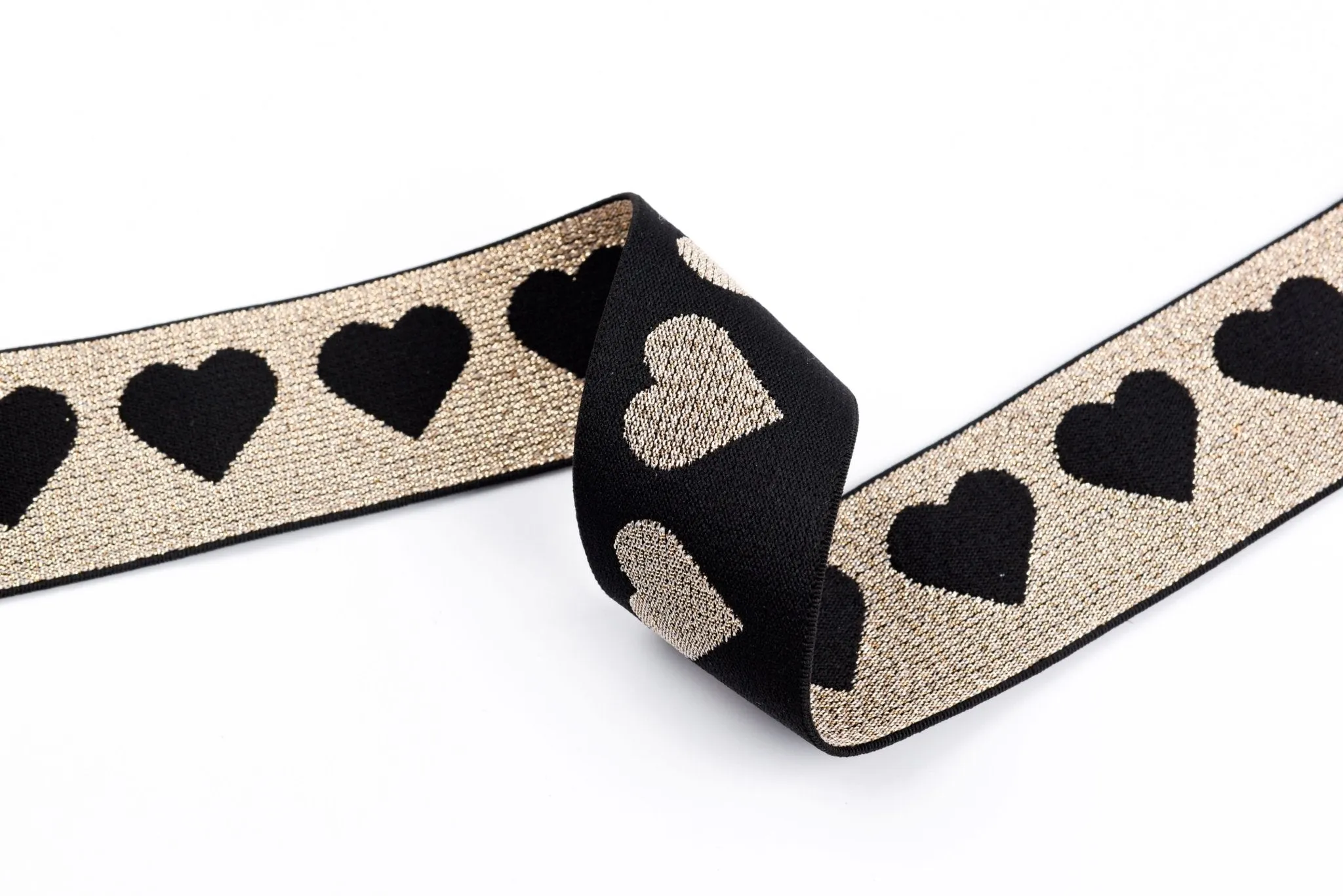 Heart Pattern Elastic Lurex Strap Band - 40mm