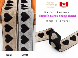 Heart Pattern Elastic Lurex Strap Band - 40mm