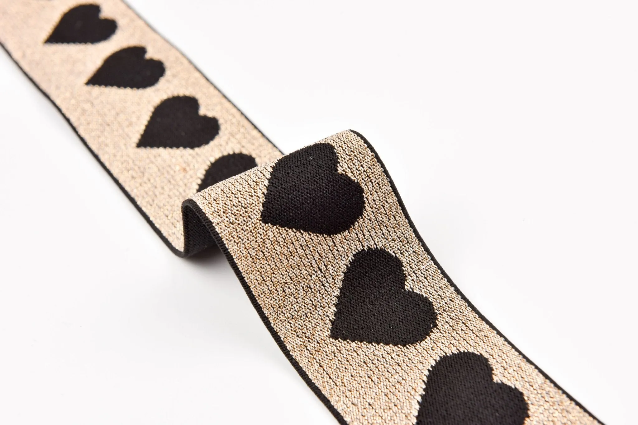 Heart Pattern Elastic Lurex Strap Band - 40mm