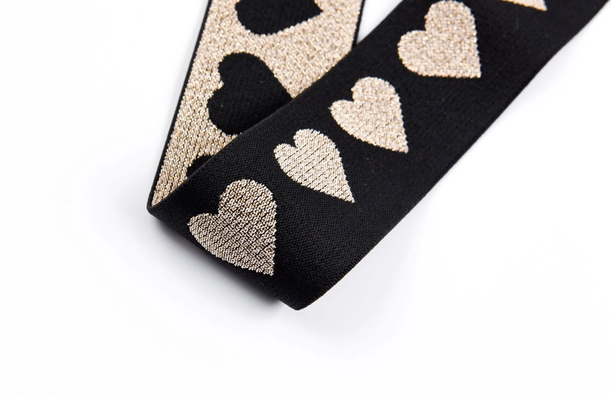 Heart Pattern Elastic Lurex Strap Band - 40mm