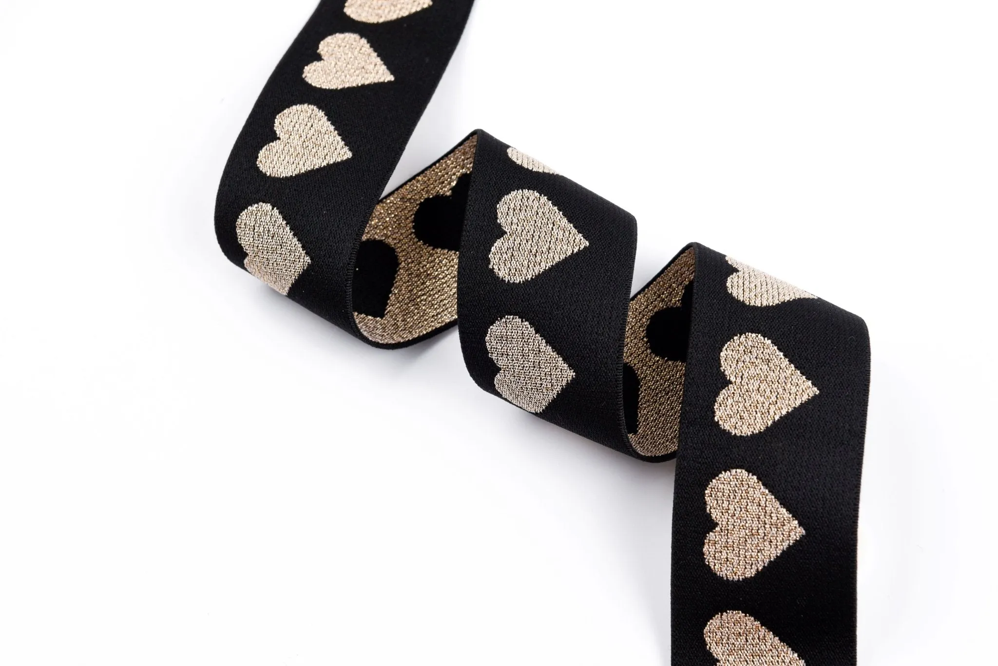 Heart Pattern Elastic Lurex Strap Band - 40mm