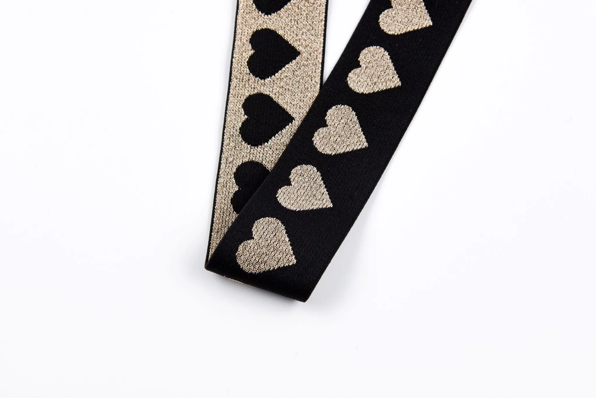 Heart Pattern Elastic Lurex Strap Band - 40mm