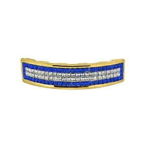 Invisible Setting Custom Blue Gold Grillz