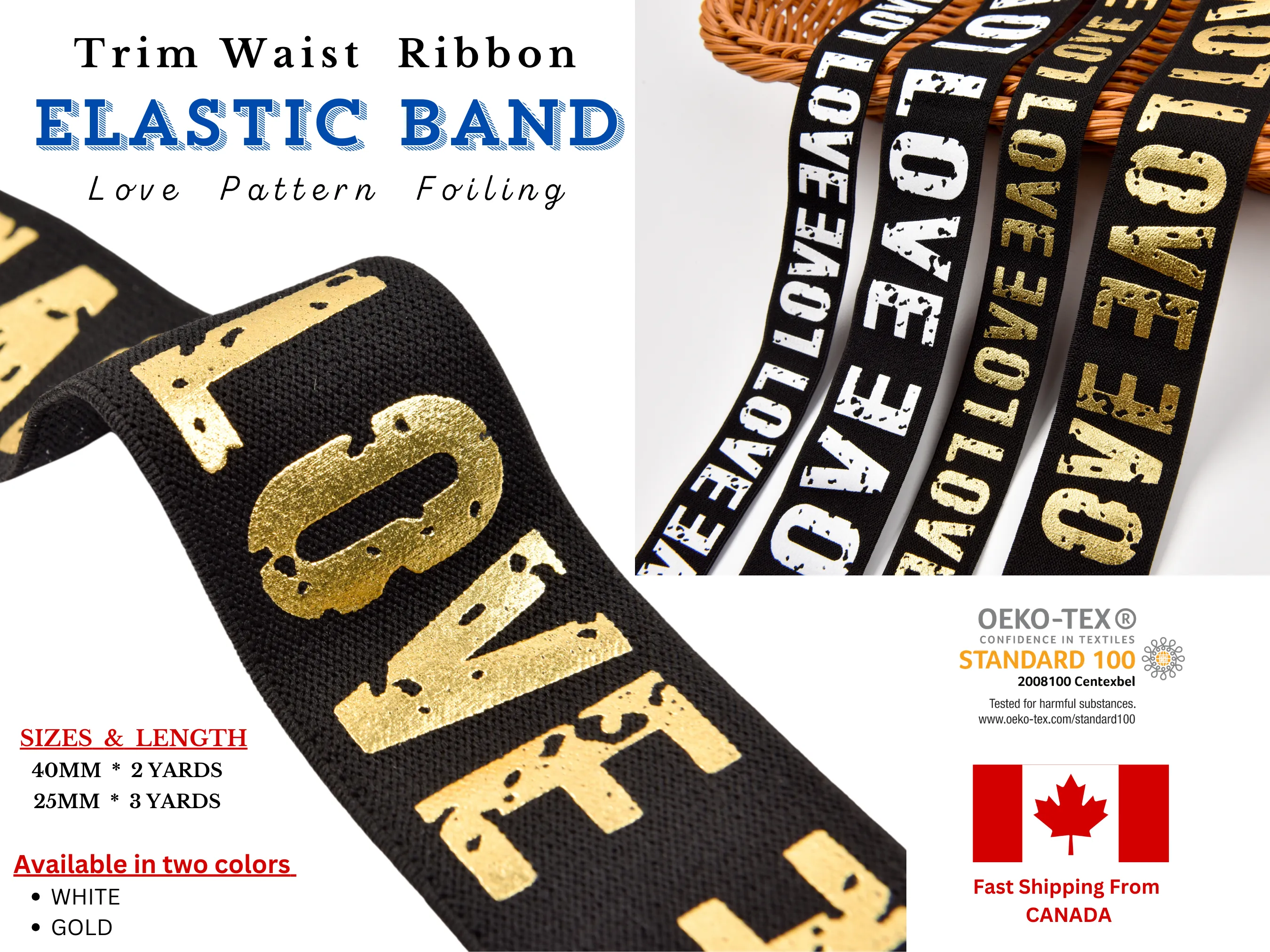 Love Pattern Foiling Elastic band