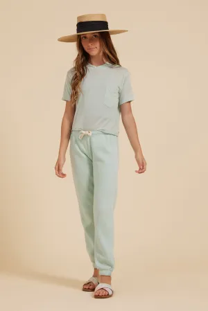 Malibu Mint Cropped Pocket Tee