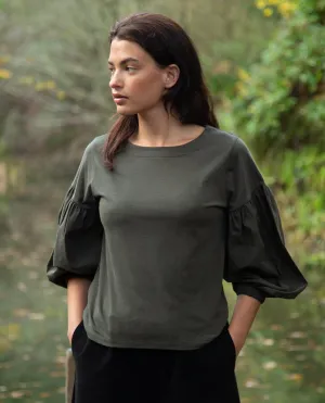 Martha Organic Cotton Top in Rosin Green