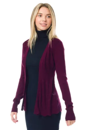 Plus Crochet Knit Cardigan Style 1070 in Plum